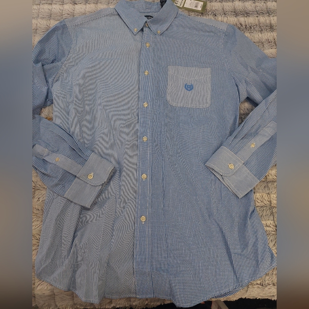 Nwot Chaps gingham & strip long-sleeve button-down shirt size large